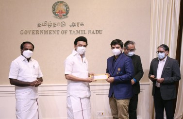 Receiving Award from Tamilnadu CM